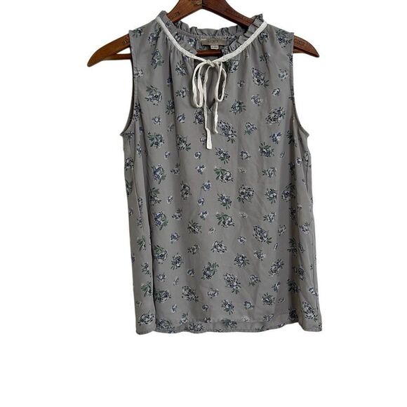 Loft Outlet Floral Chiffon Tassel Sleeveless Blouse Gray Size XS - Picture 1 of 6
